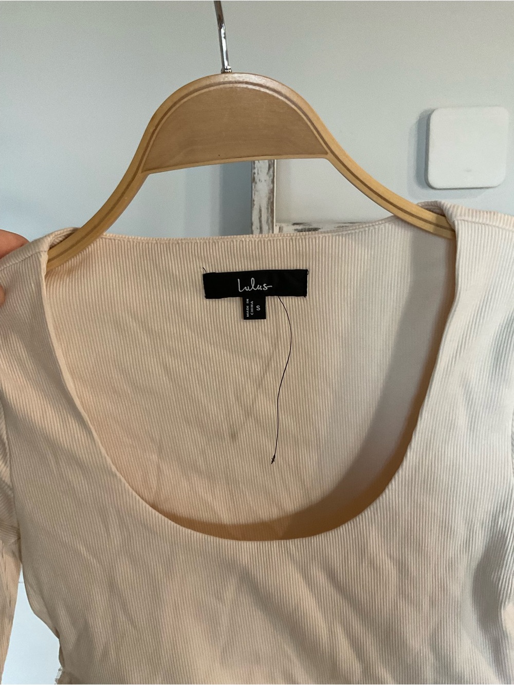Lulus Constantly a Cutie Ivory Mixed Media Bubble-Hem Top Small NWOT - Picture 2 of 3